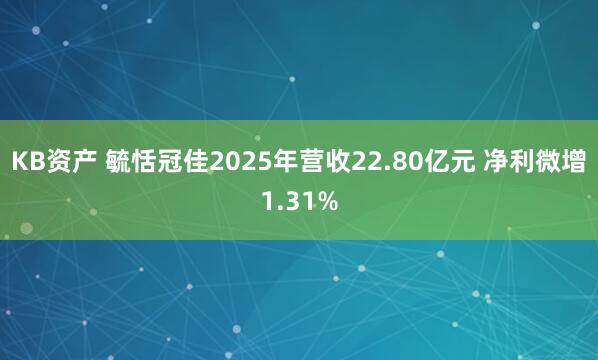 KB资产 毓恬冠佳2025年营收22.80亿元 净利微增1.31%